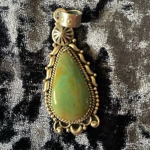 Large green teardrop native pendant